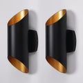 Matte Black Aluminum and Gold Finish LED Wall Light, Pack of 2 V472