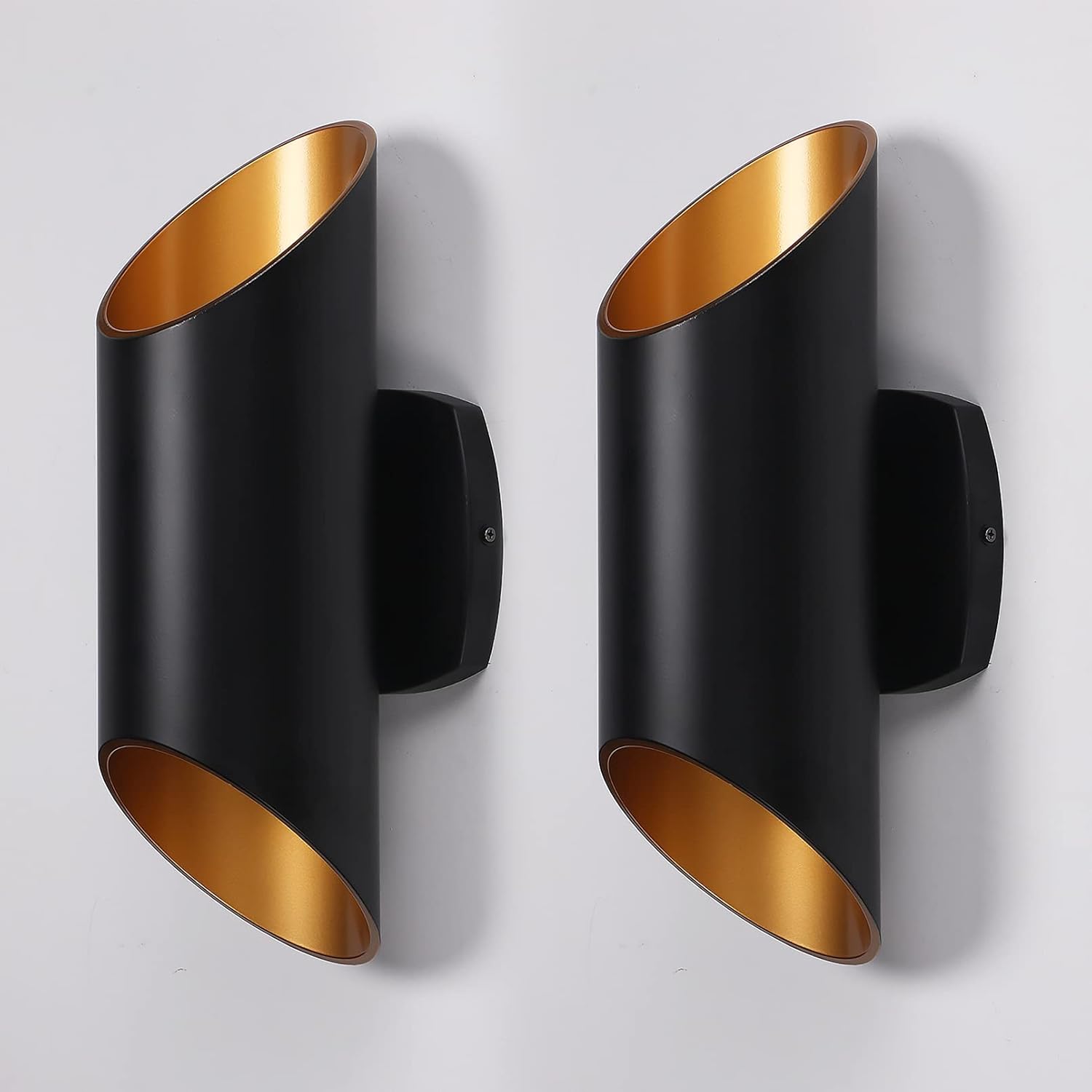 Matte Black Aluminum and Gold Finish LED Wall Light, Pack of 2 V472