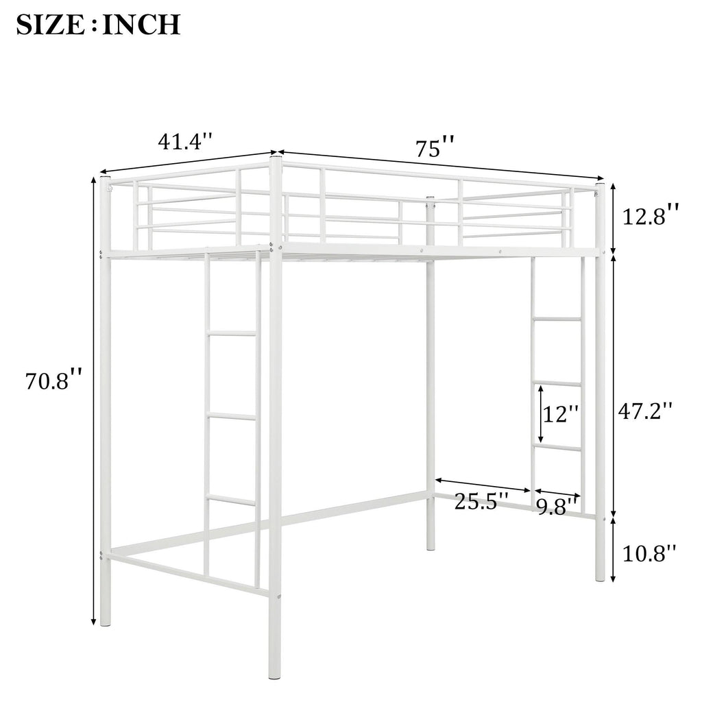 White Metal Twin Loft Bed E298562