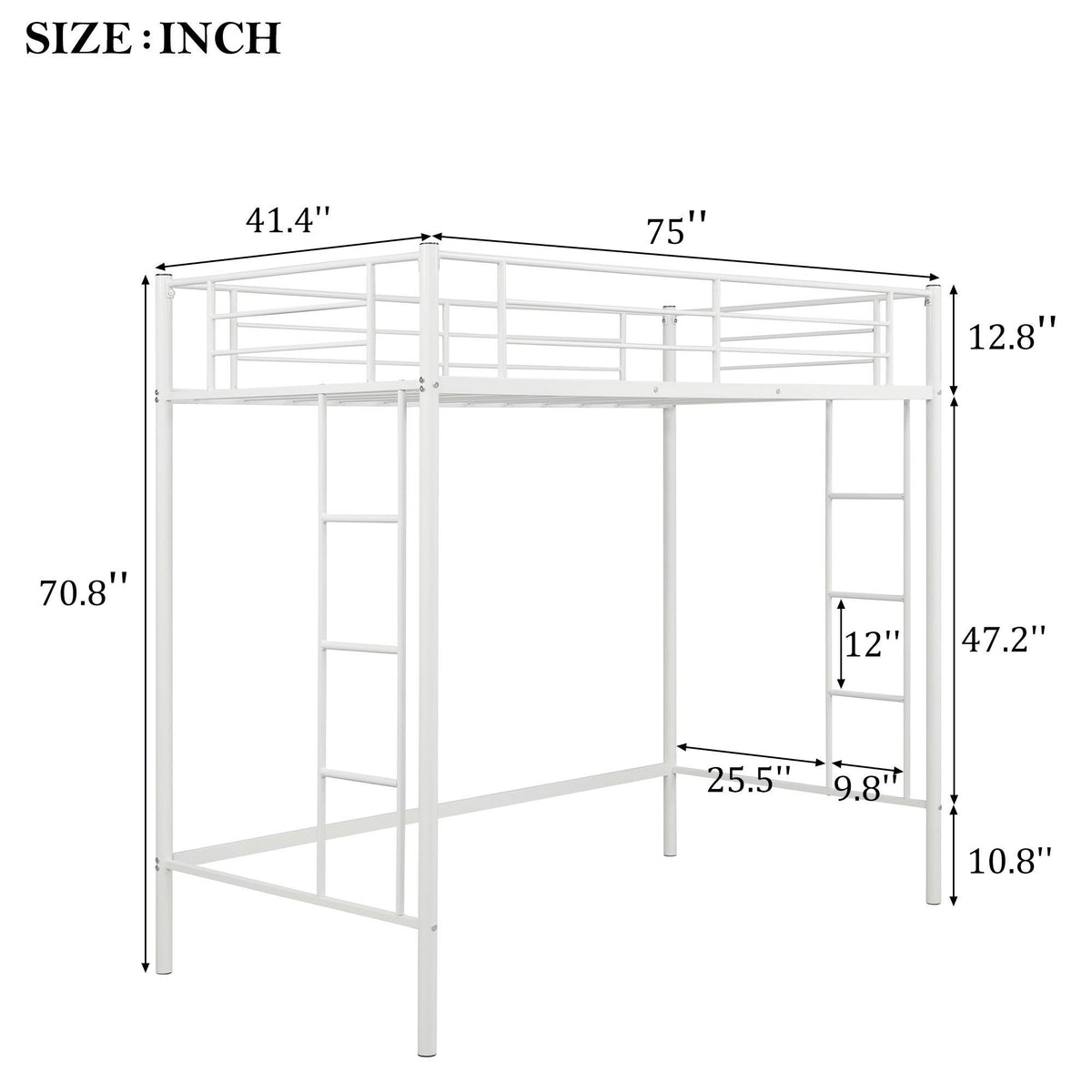 White Metal Twin Loft Bed E298562