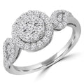 0.5 CTW Round Diamond Cluster Halo Engagement Ring in 14K White Gold P703