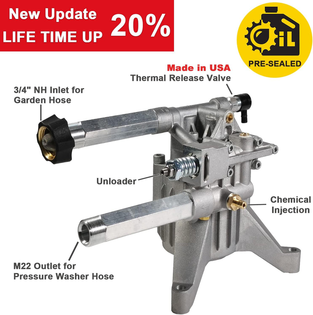 7/8 Shaft Vertical Pressure Washer Pump, 2600-3000 PSI @2.5 GPM U5719