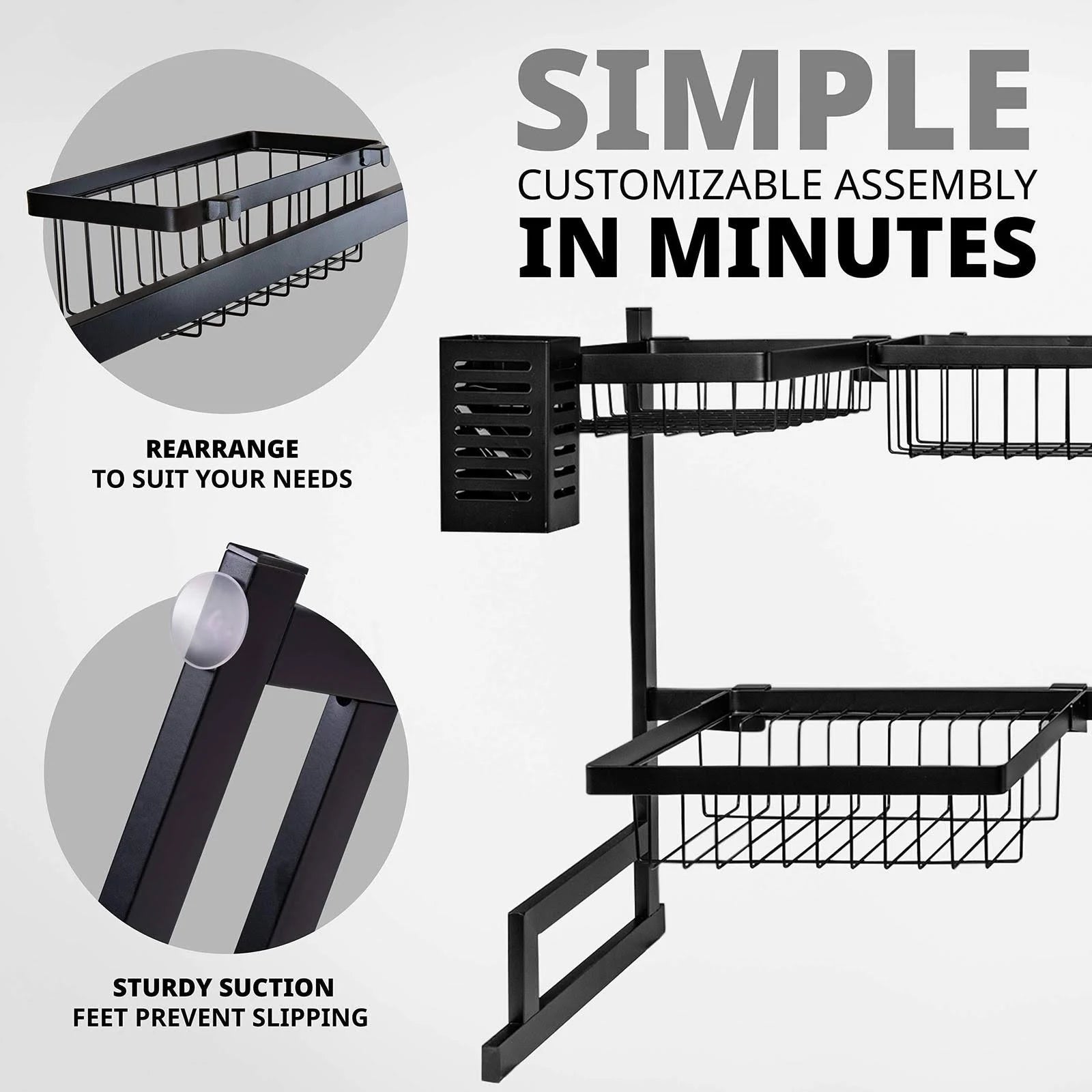 Black Stainless Steel Over Sink Dish Drying Rack C544875