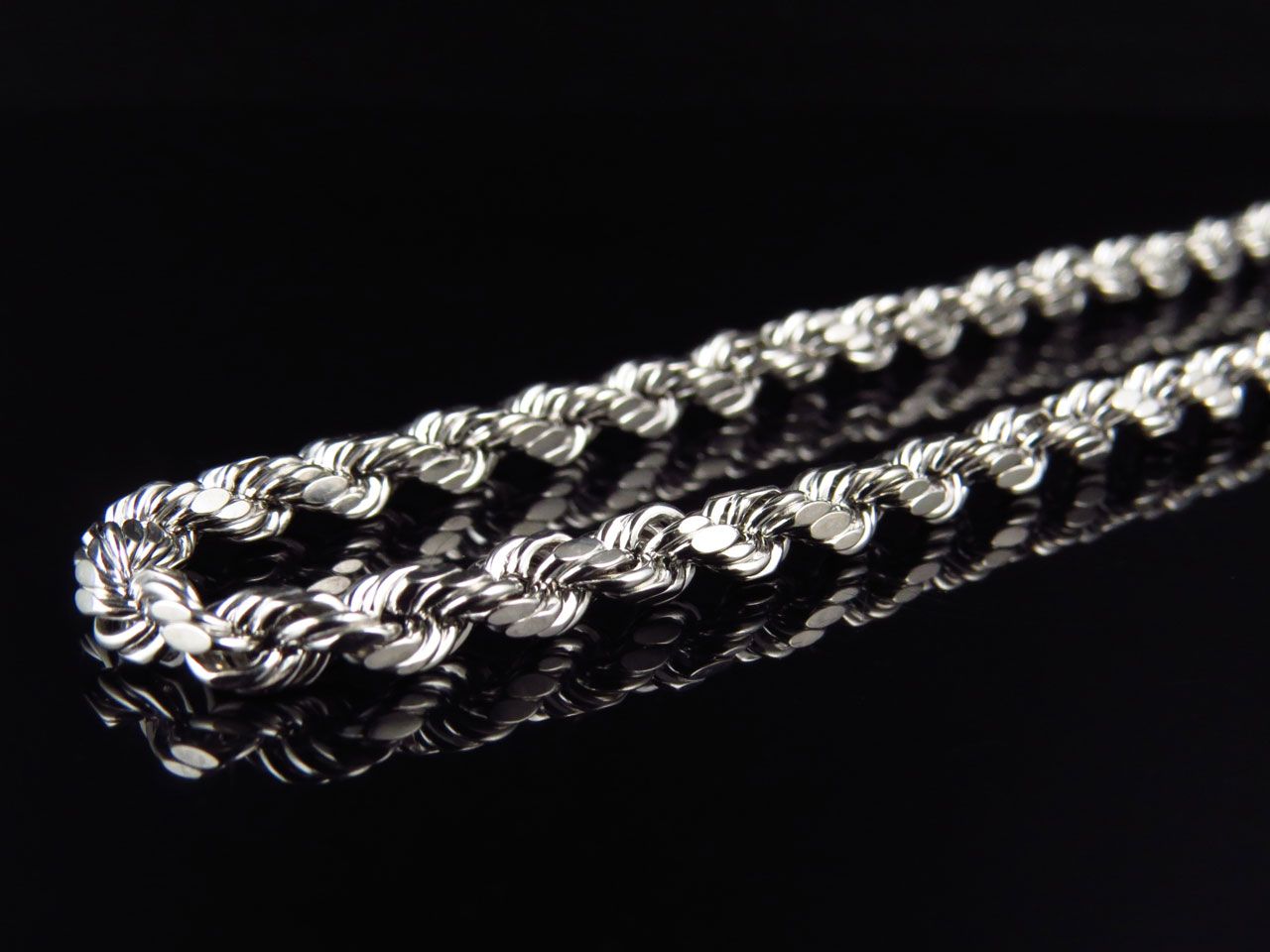 10K White Gold Hollow Rope Chain 4.5MM 18-28 Inches H760