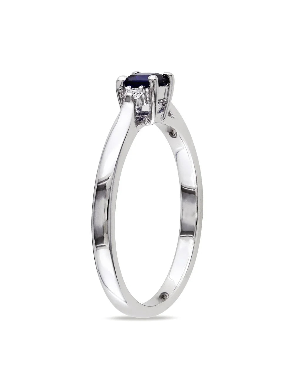 Lab-Created Blue Sapphire & Diamond Ring in Sterling Silver V130158