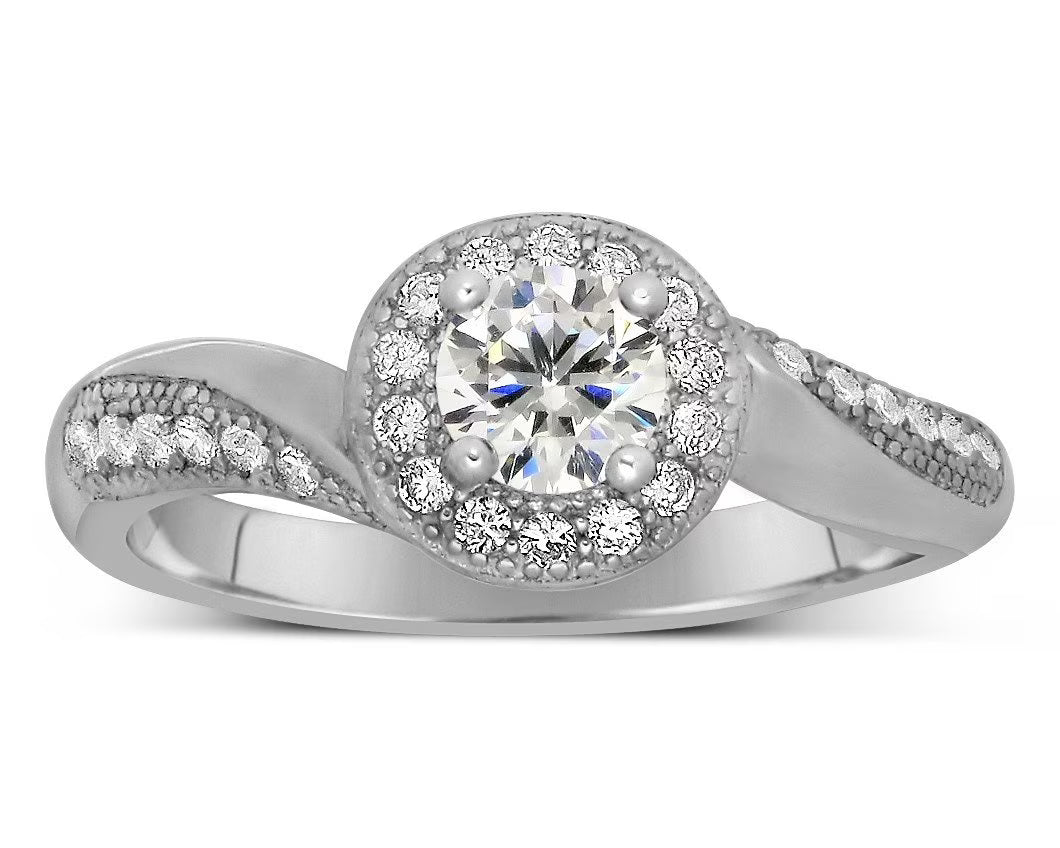 Antique 1.75 Carat Round Cut Diamond Moissanite Engagement Ring In 10K White Gold D45005