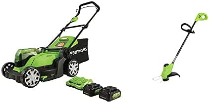 2 x 24V 17" Cordless Lawn Mower with 4.0Ah Batteries and Dual Port Rapid Charger V99167