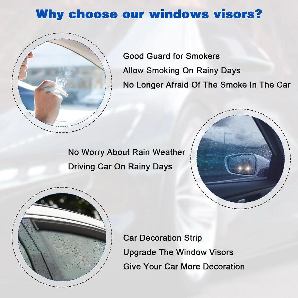 4Pcs Car Window Visors Rain Guard Wind Deflectors S5611