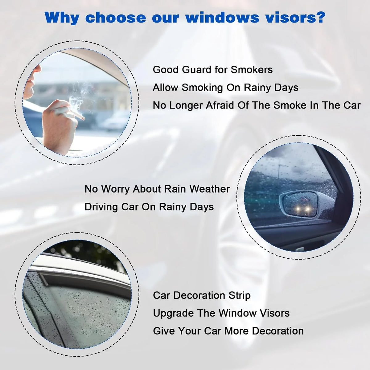 4Pcs Car Window Visors Rain Guard Wind Deflectors S5611