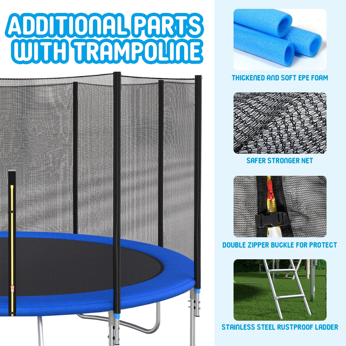 12FT Trampoline with Steel Ladder & 1200lbs Capacity Enclosure Net D98988
