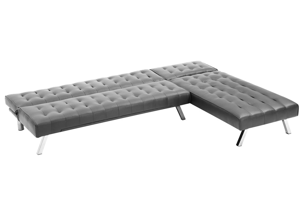 Grey Pu Reversible Sectional Sofa Sleeper with Metal Legs W497700