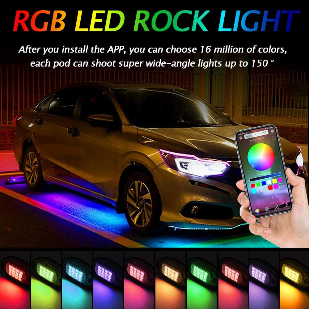 10 Pods RGB LED Rock Lights with Remote Control U160287