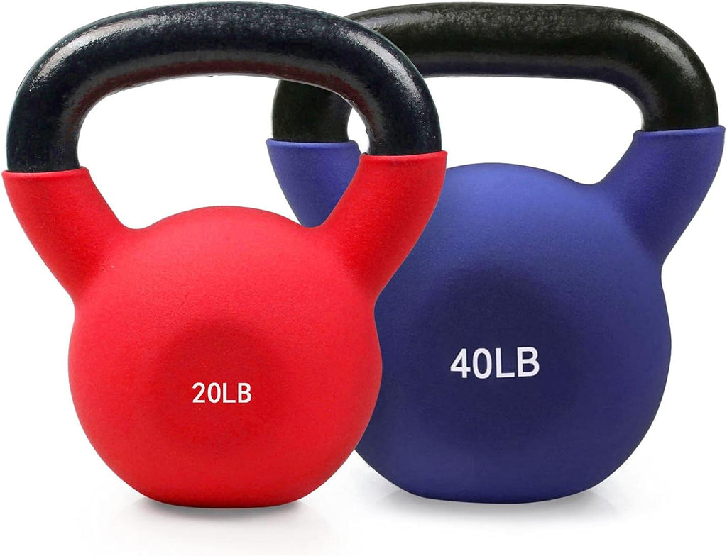 Neoprene Coated Solid Cast Iron Kettlebell 20 25 30 35 40 45 50 LB, Pack of 2 Y648573