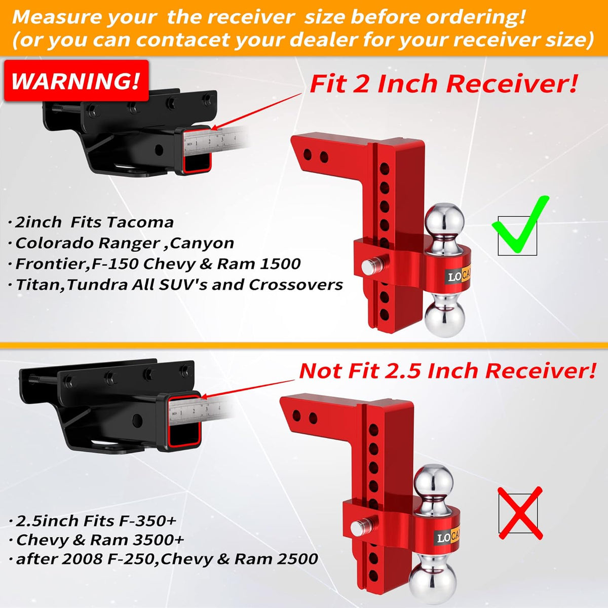 Adjustable Aluminum Trailer Hitch with Double Stainless Steel Locks M3362