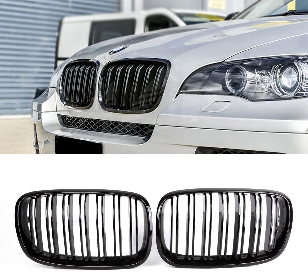 Gloss Black Front Kidney Grille for BMW X5 E70 X6 E71, 2-pc Set F3866