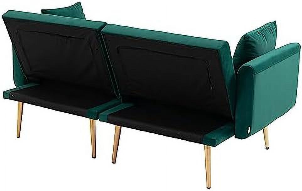 Peach Velvet Loveseat with 7 Gold Metal Legs S972712