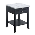 White Faux Marble End Table with Drawer H8853