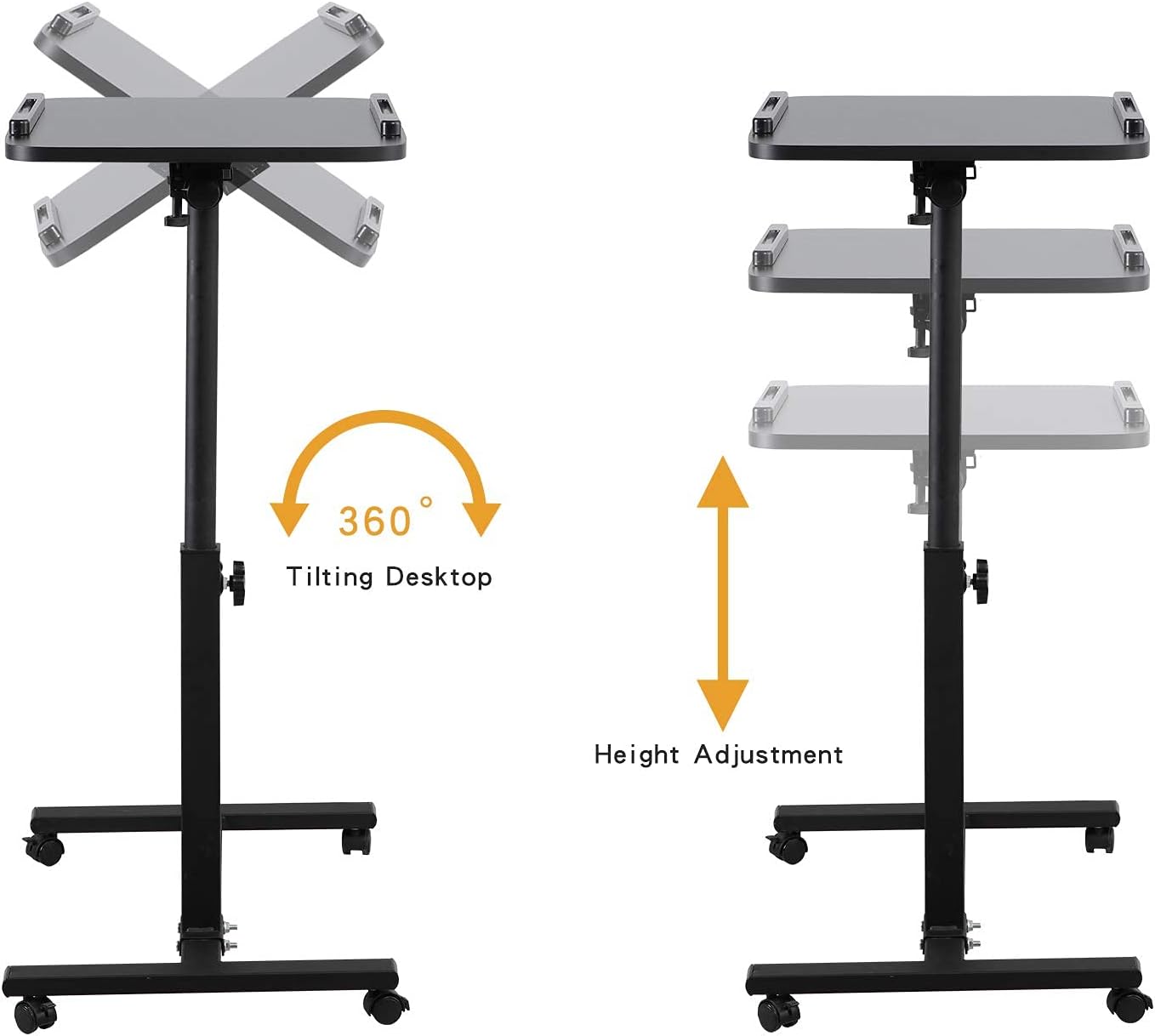 Adjustable Overbed Bedside Table with Wheels M23635