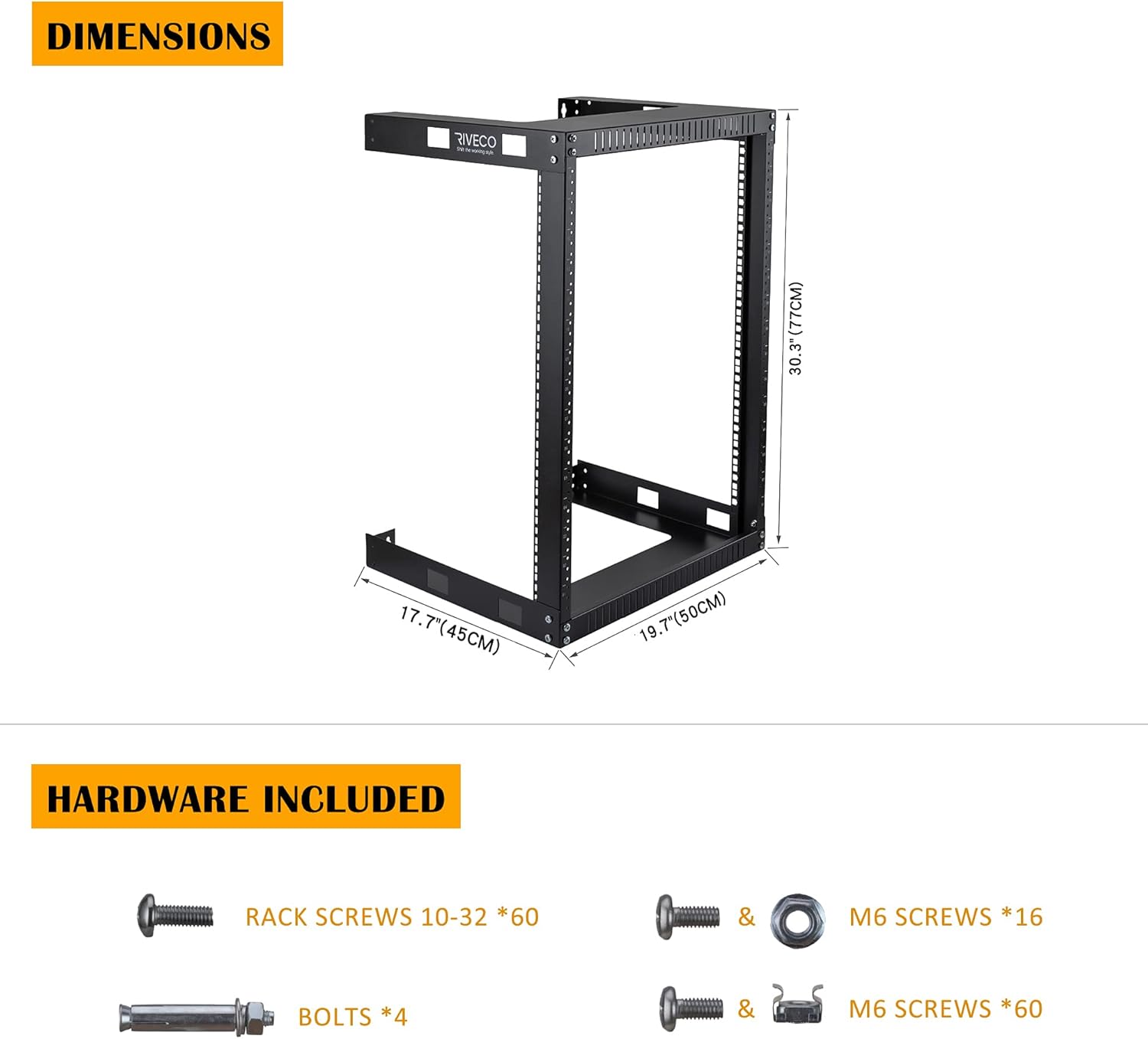 Black 15U 19 Wall Mount Shelf Network Rack I497