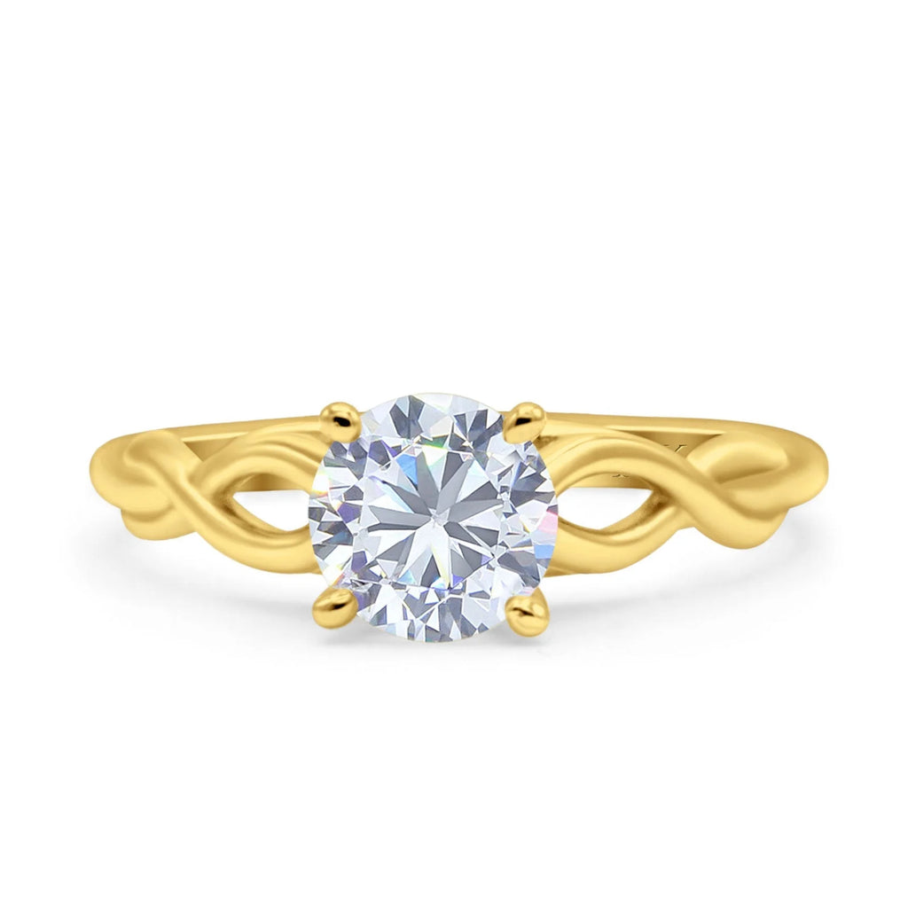 14K Gold Round Solitaire Celtic Ring Size 6 O97666