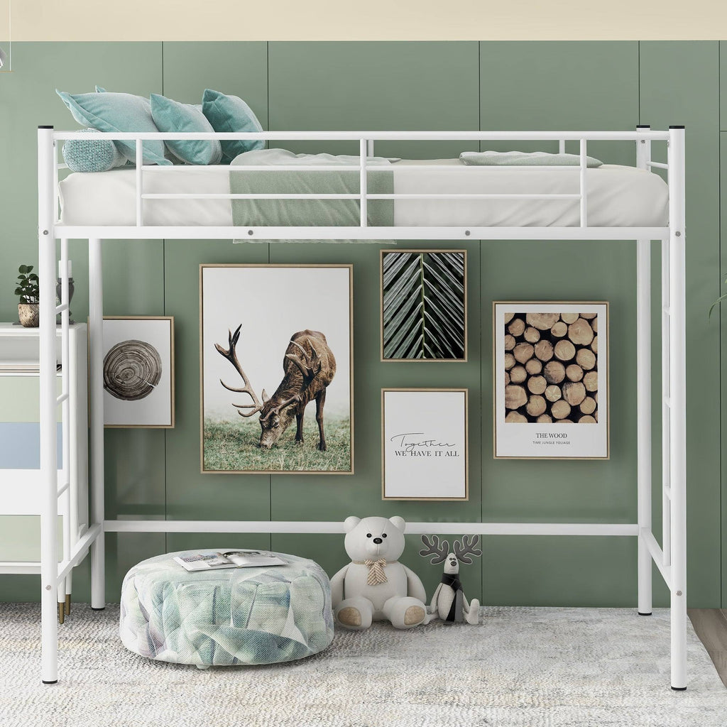 White Metal Twin Loft Bed E298562