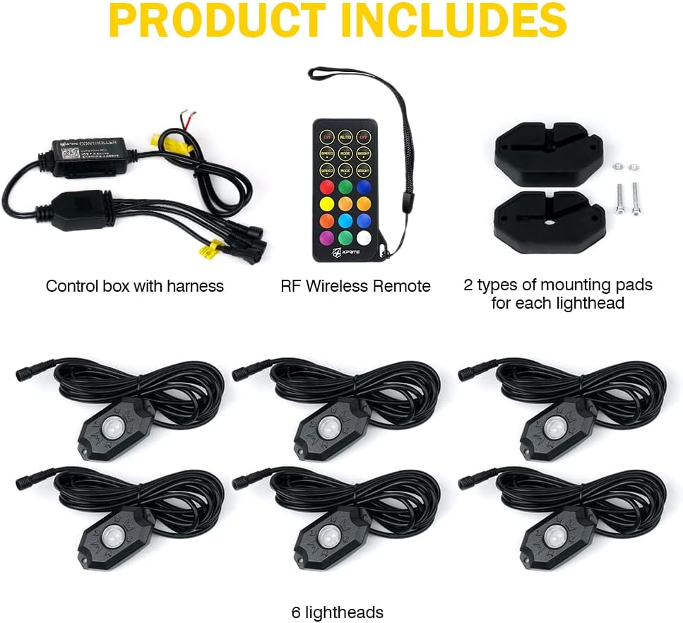 RGBW LED Rock Lights Kit with Bluetooth Controller, 6 Pods C528