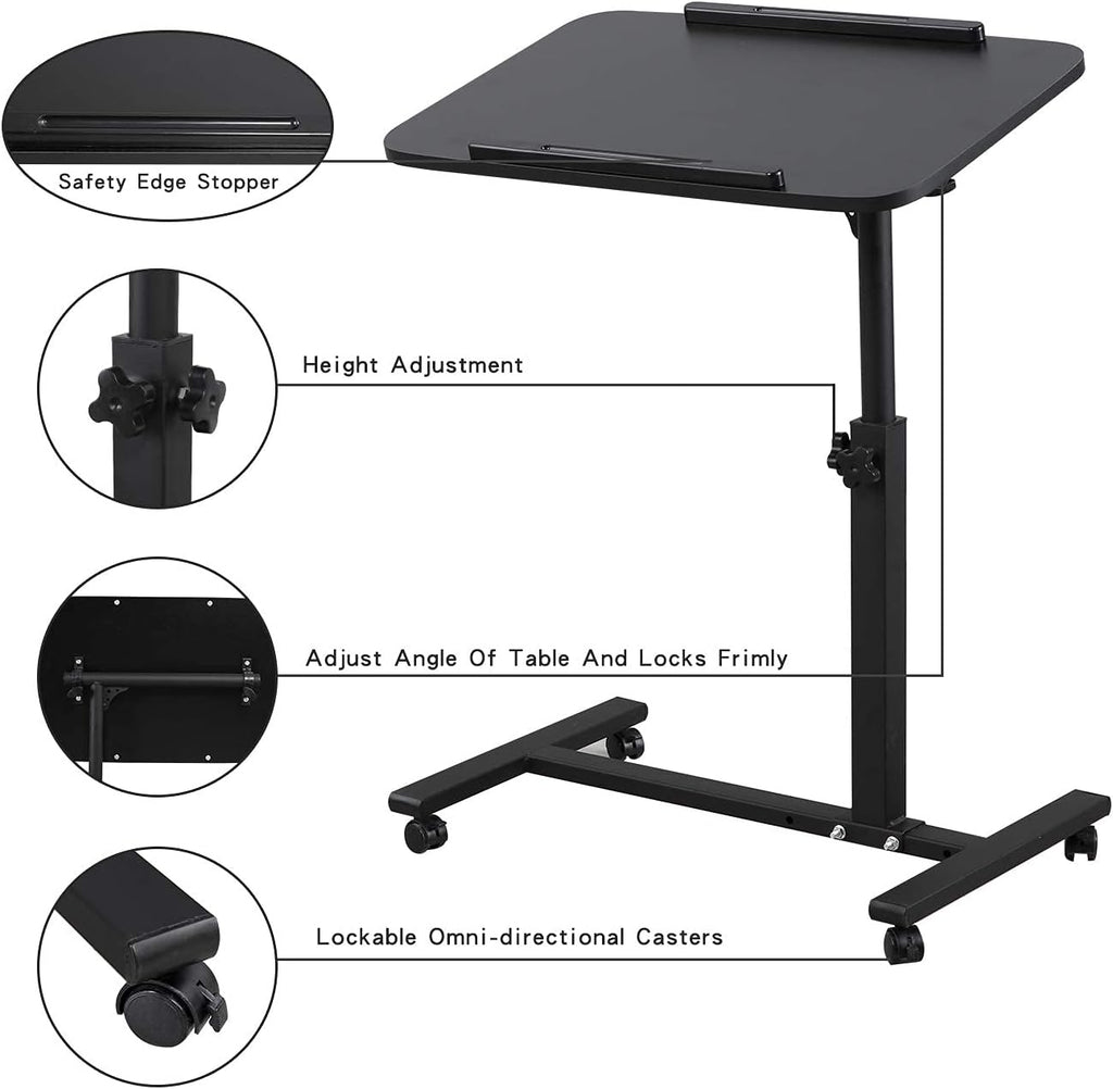 Adjustable Overbed Bedside Table with Wheels M23635