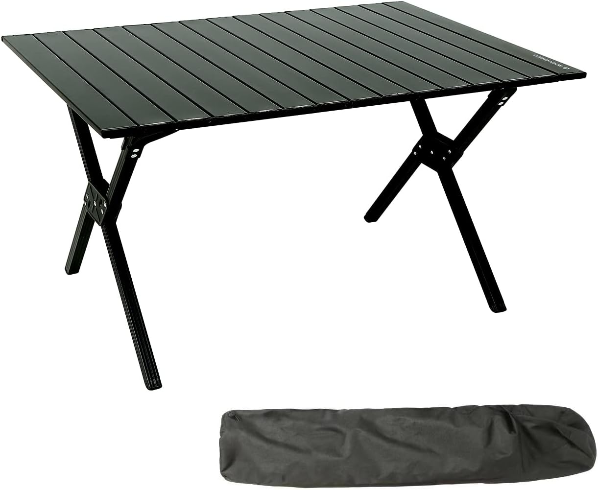 Black Aluminum Folding Camping Table 48x24 in Pack of 2 J1484