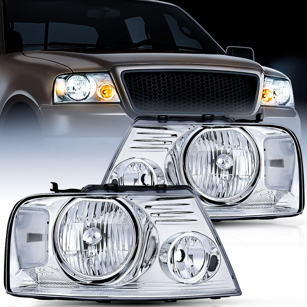 Chrome Housing Amber Reflector Headlight Assembly Replacement B529