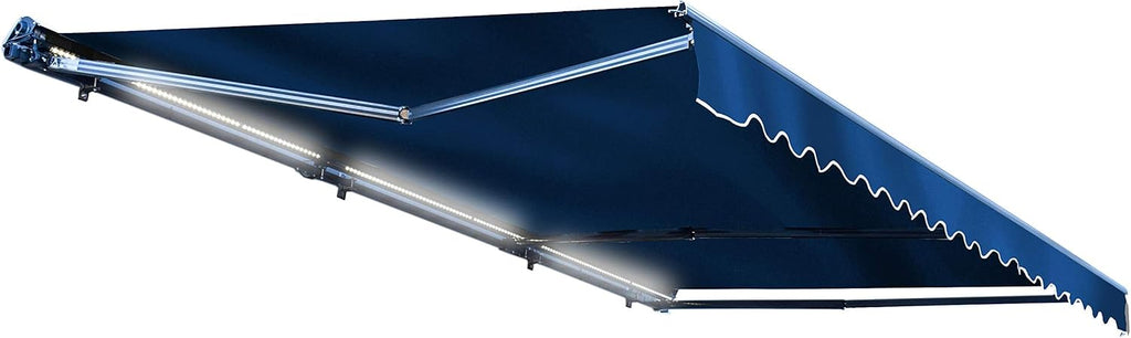 Retractable 16x10 Feet Motorized LED Patio Awning, 100% Polyester Canopy, Green W10586