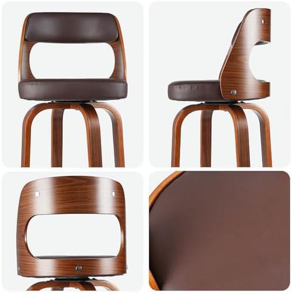 Swivel Barstools with Walnut Finish Wooden Back and Legs (Brown) N7353