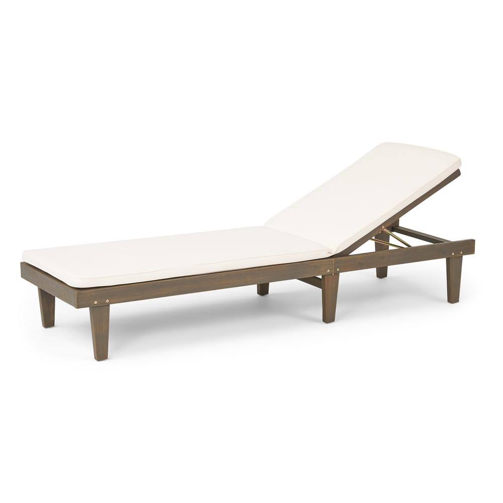 Gray and Cream Acacia Wood Chaise Lounge V951955