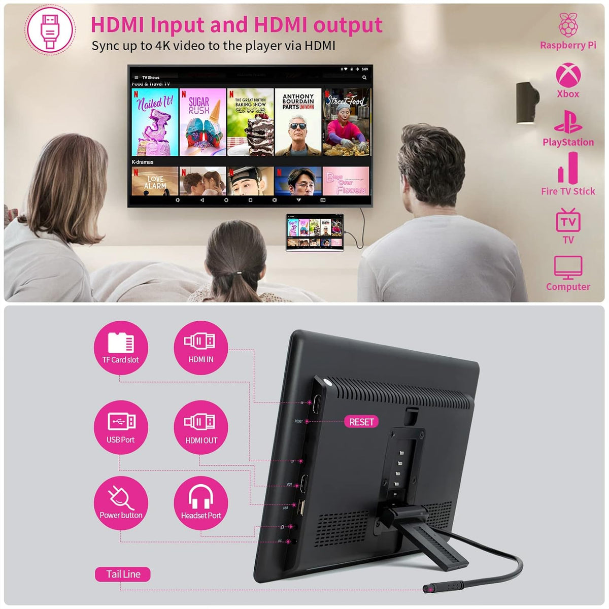 13.3 Car Headrest Video Players with Dual WiFi, IPS Touch Screen 4K Tablets X38104