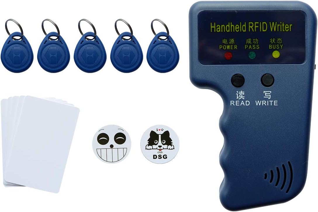 RFID 125KHz Card Reader Writer with EM4100 Chip Card, Key-fob 5pcs, Blank Card 5pcs K97335