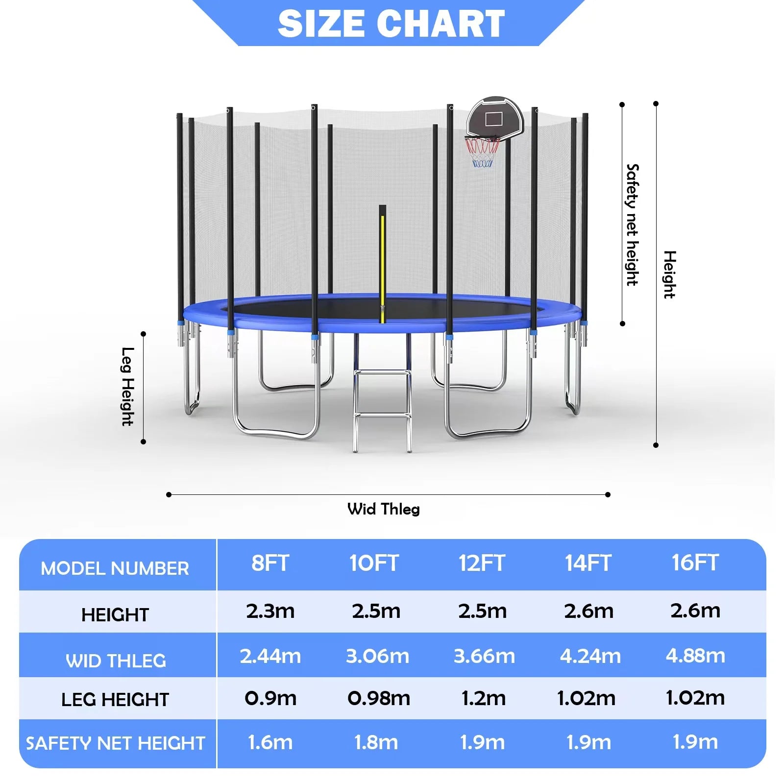 12FT Trampoline with Steel Ladder & 1200lbs Capacity Enclosure Net D98988