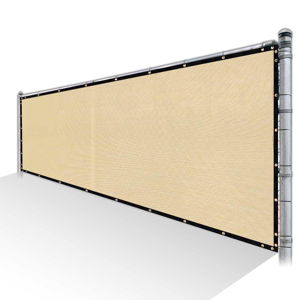 Beige HDPE Privacy Fence Screen with Reinforced Grommets A82266