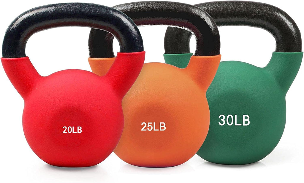Neoprene Coated Solid Cast Iron Kettlebell 20 25 30 35 40 45 50 LB, Pack of 2 Y648573
