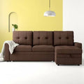Reversible Sleeper Sectional Fabric Brown Linen A3910