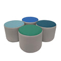 15 inch Round Two-Tone Accent Ottoman, Lightweight Foam Seating, 4-Piece K244061
