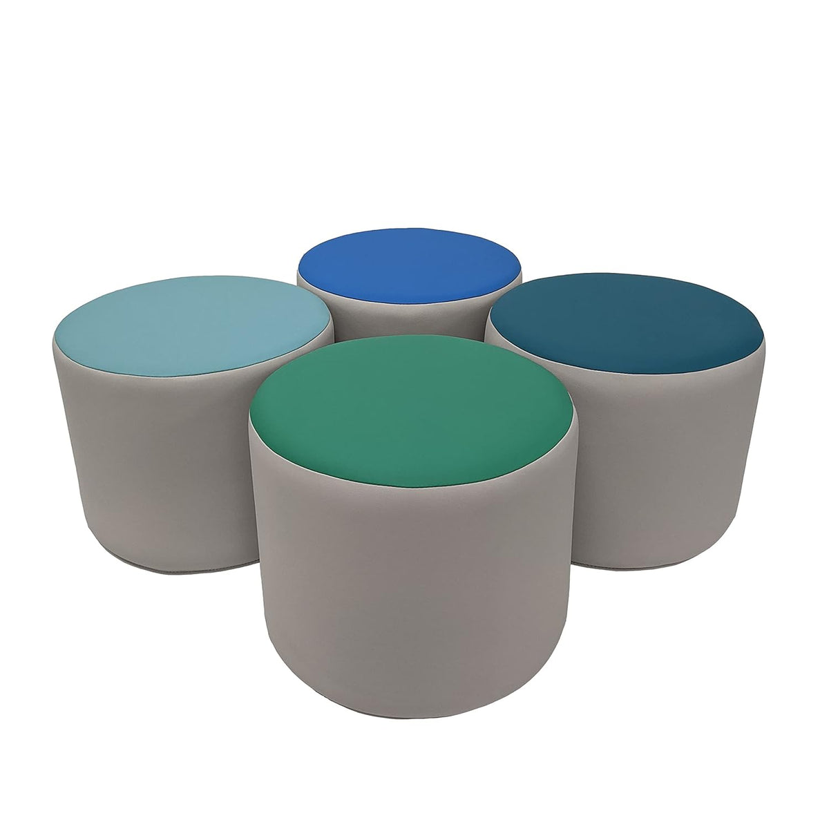15 inch Round Two-Tone Accent Ottoman, Lightweight Foam Seating, 4-Piece K244061