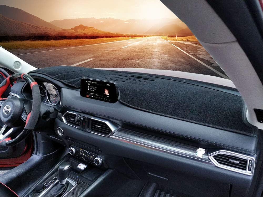 Black Car Dashboard Center Console Cover Protector Sunshield Dash Mat Pad for Mazda CX5 2017-2021 (Polyester) X1494