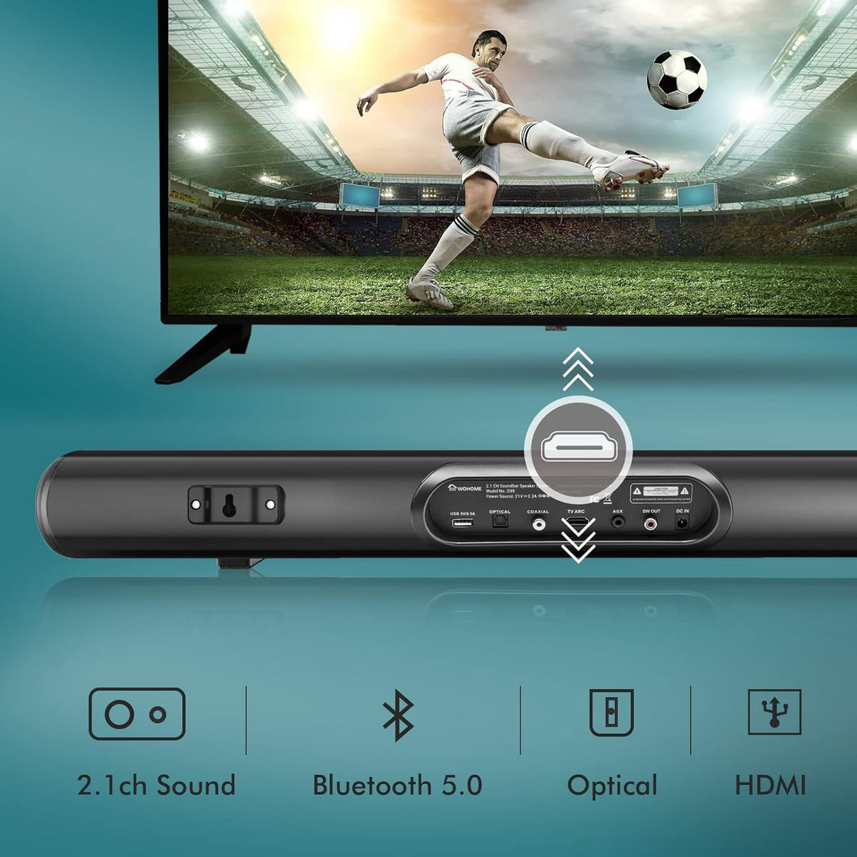 28-Inch 120W Sound Bar with Subwoofer and Wireless Bluetooth F168385