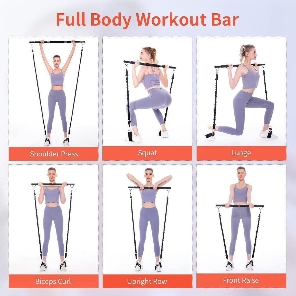 Resistance Band Bar with Easy Grip Foam, 43'' Length, Max Load 500lbs, Pack of 2 W676