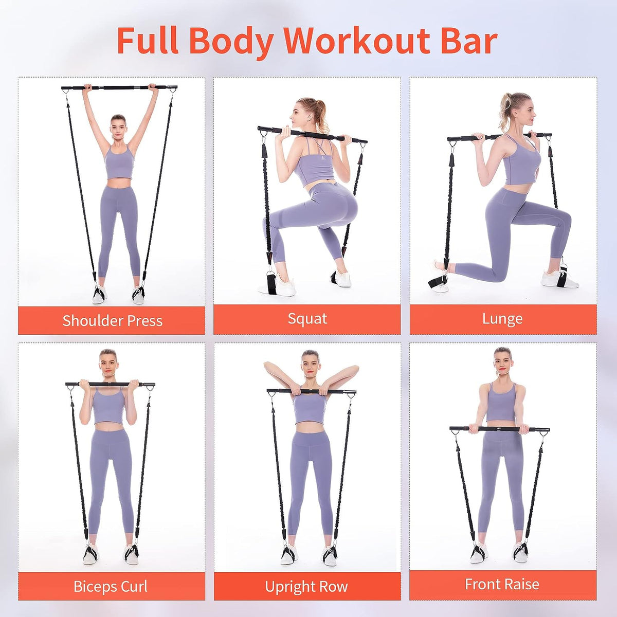 Resistance Band Bar with Easy Grip Foam, 43'' Length, Max Load 500lbs, Pack of 2 W676