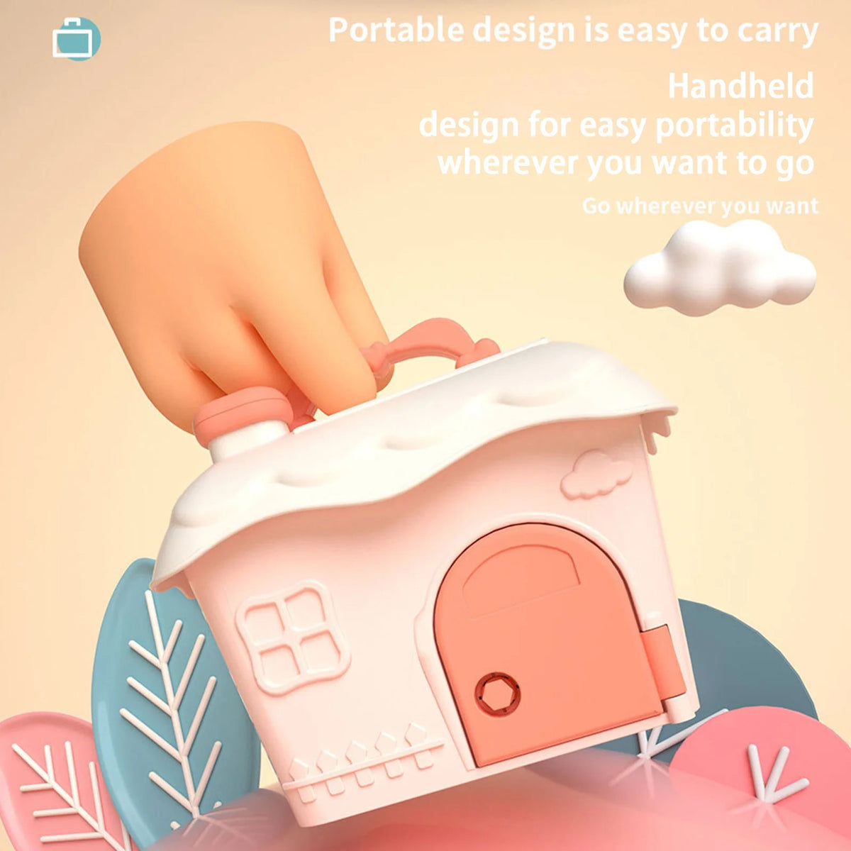 Pink Kids Dollhouse Storage Box P104660