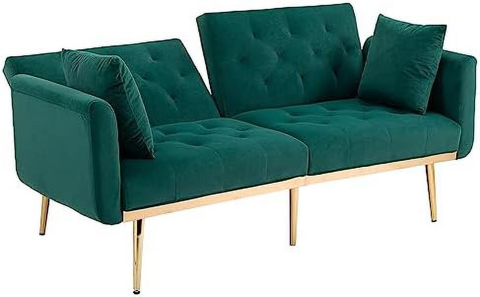 Peach Velvet Loveseat with 7 Gold Metal Legs S972712