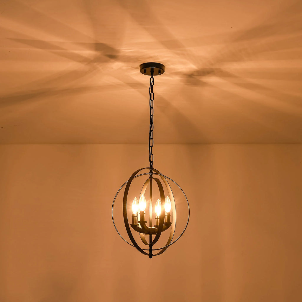 4-Light Farmhouse Globe Candlestick Chandelier U3828