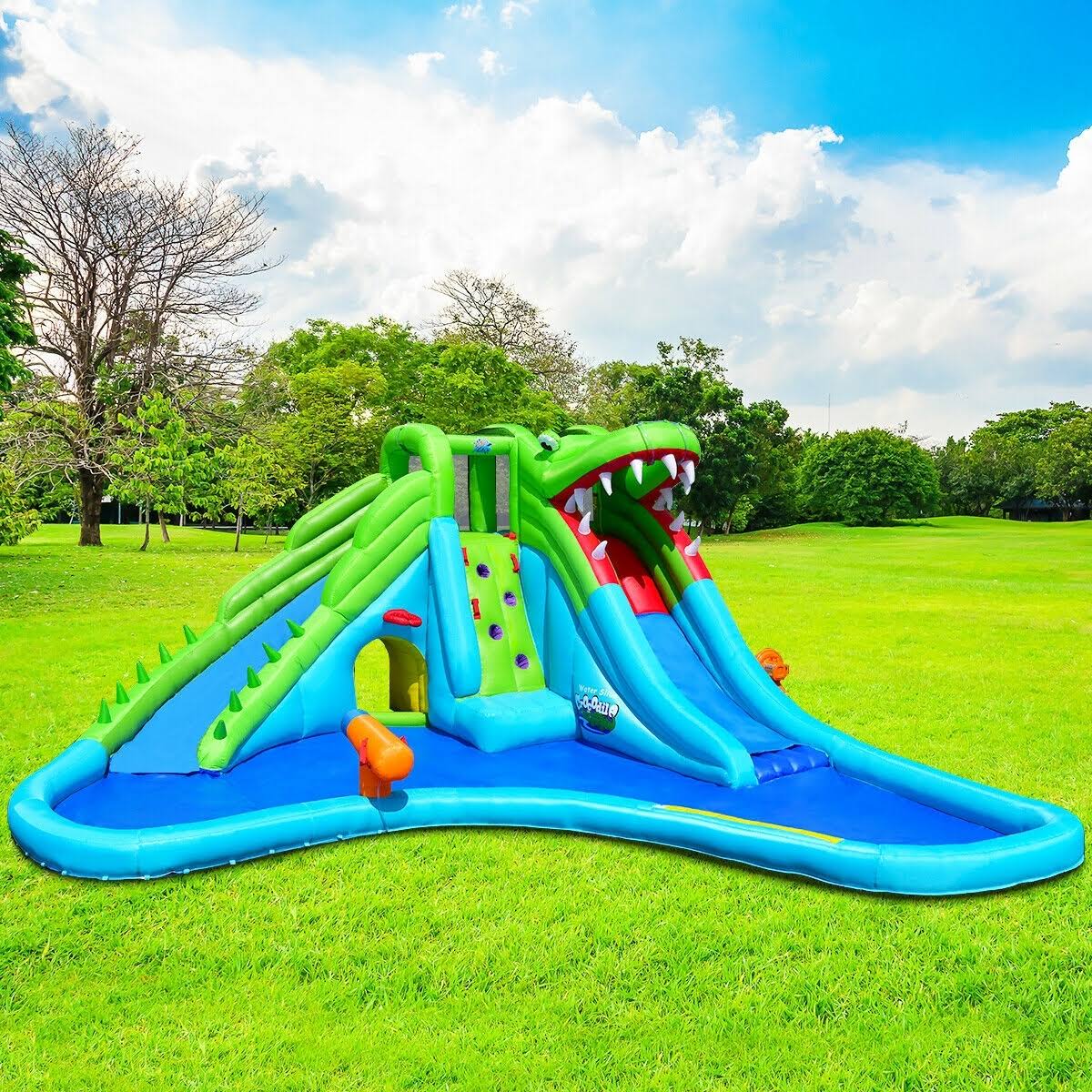 Crocodile Inflatable Water Slide Climbing Wall Bounce House I144