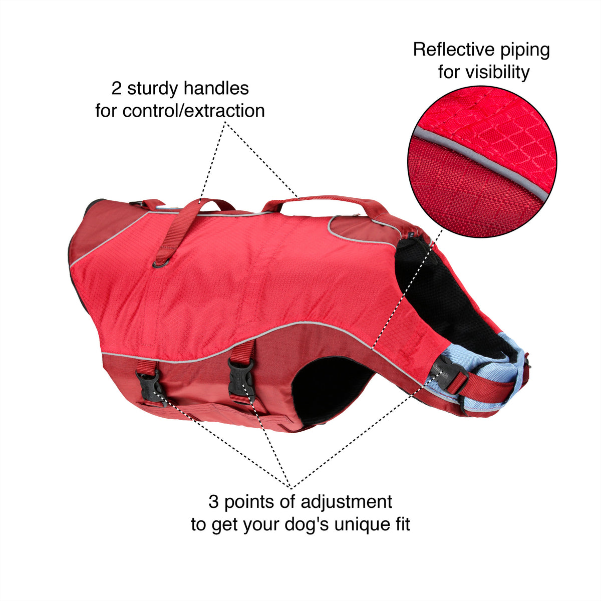 Chili Red Reflective Dog Life Jacket (Medium) T504771