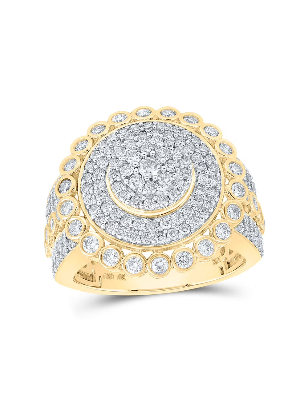 10kt Yellow Gold Mens Diamond Circle Cluster Ring 2-5/8 Cttw B501863